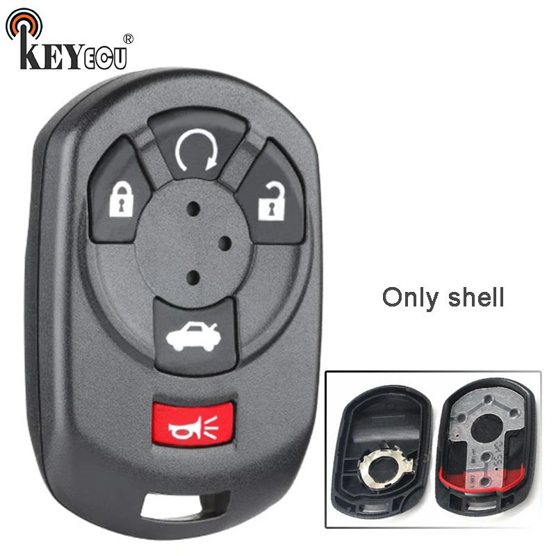 

KEYECU for Cadillac STS 2005 2006 2007 Replacement 5 Button Start Key Keyless Entry Car Key Shell Case Fob M3N65981403