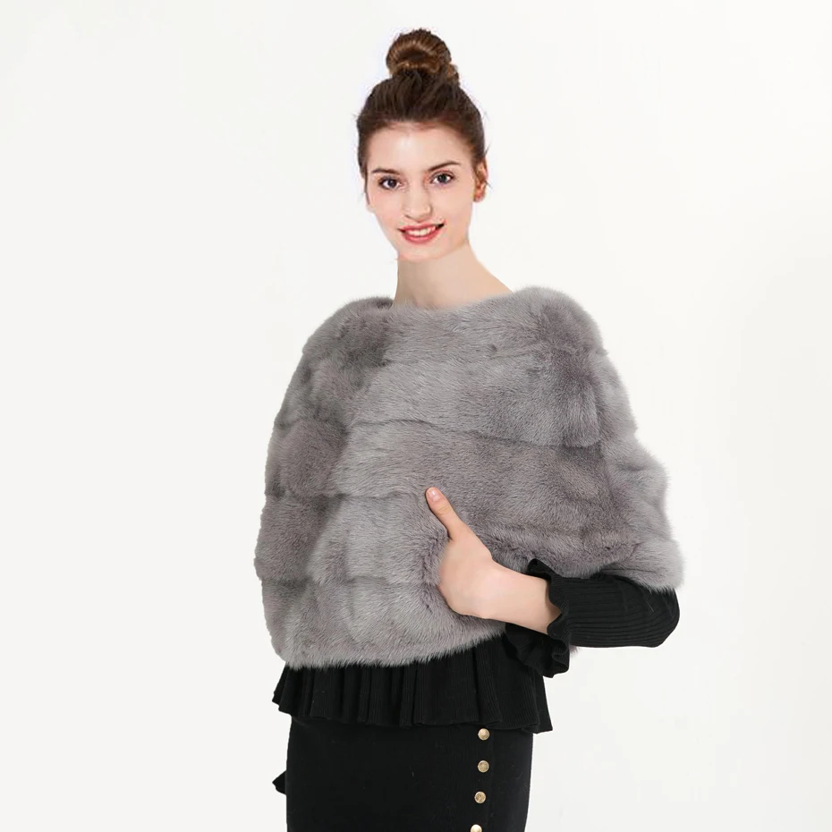 

Women Natural Mink Fur Coat Cape Poncho Winter Nature Shawl Jacket Garment Outerwear 2021 Real Mink Fur Coat Women Dropshipping