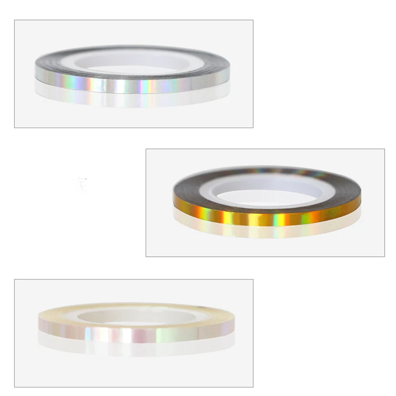 3 шт. голографические рулонные наклейки блестящие лазерные накладки на ногти 3D