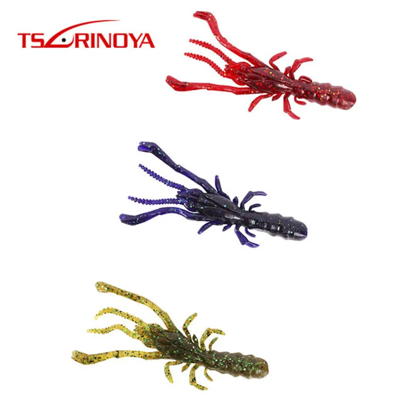 TSURINOYA 10 шт. мягкие приманки креветки 77 мм 4 3g искусственная рыболовная приманка