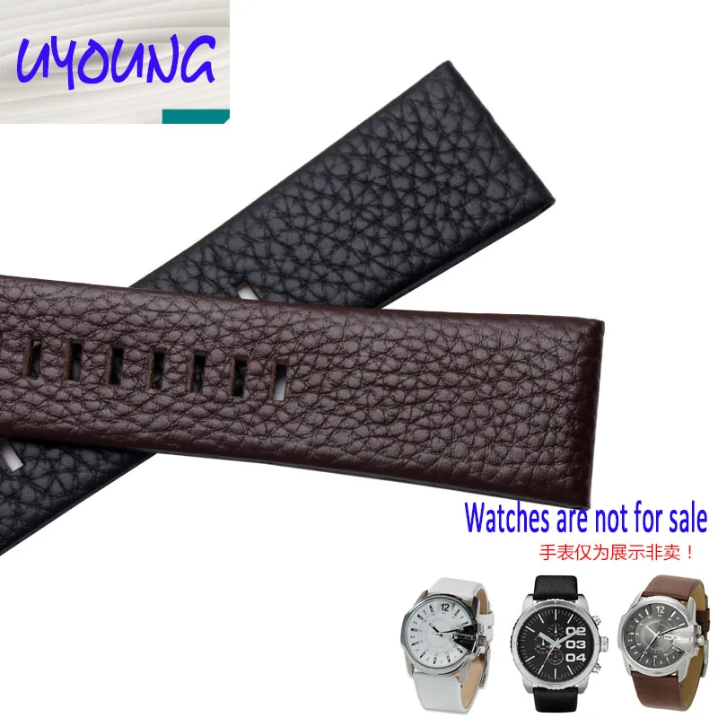 Uyang Hight Quality Genuine Leather Watchband Adapter Diesel DZ1399 DZ4280 DZ4290 24mm 26mm 28mm Watch Strap Black Brown for Men