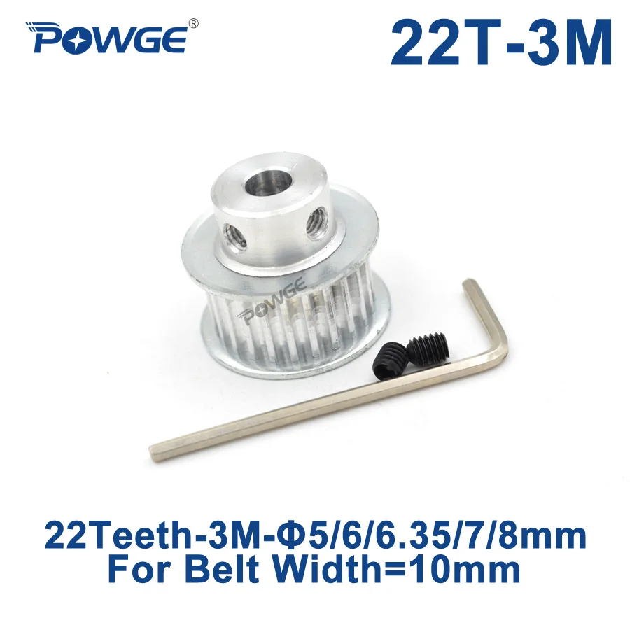 POWGE 22 зубья HTD 3 м Синхронный шкив отверстия 5/6/6. 35/8 мм для ширины 10 зубчатый ремень