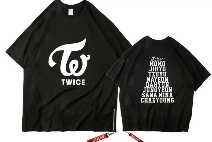 

Kpop twice what is love member name printing black o neck t shirt for summer style fashion once unisex oversize loose t-shirt