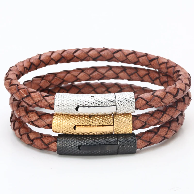 Магия рыба браслет действительно Ткань Кожа Титан стали манжеты кнопку 3 цвет