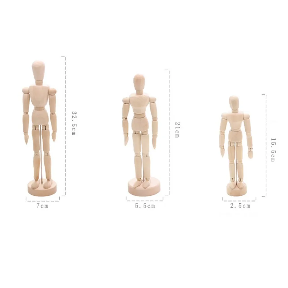3 размера шарнирная фигура деревянная человекообразная ручная кукла краска