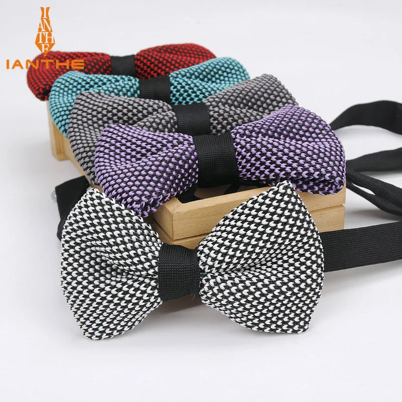 

Brand New Style Mens Knit Bowtie Adjustable Butterfly For Men Neckwear Bowties Designer Knitting Vintage Dot Fashion Bow Tie