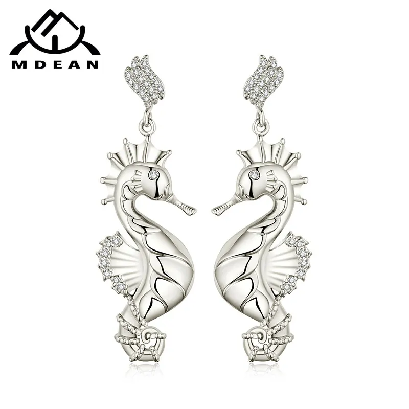 MDEAN животного морской конек серьги для Для женщин белого золота Цвет свадьбы