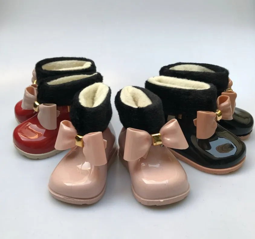 Melissa Mini детские непромокаемые сапоги с бантиком Нескользящие для девочек