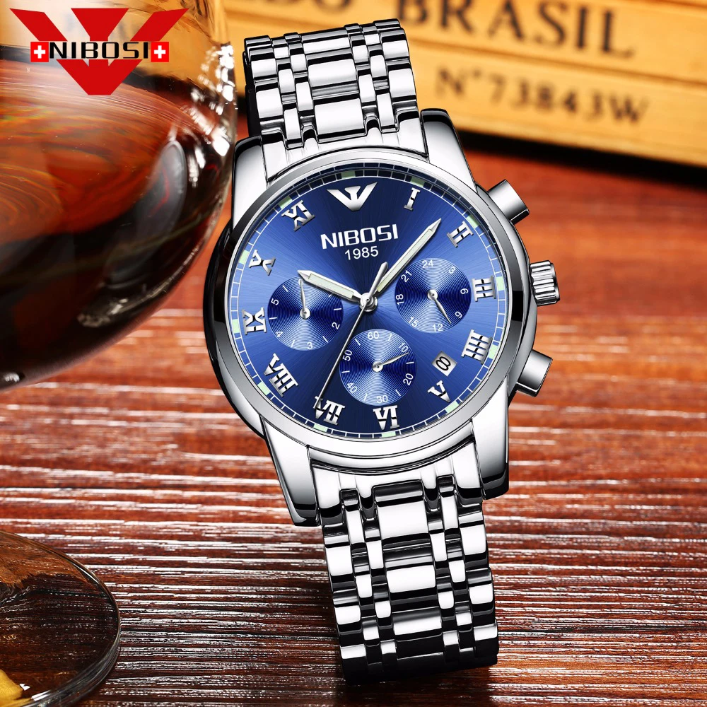 NIBOSI часы мужские наручные мужские часы Relojes Топ Элитный бренд кварцевые часы мужчины Повседневное импорт кварц-часы из нержавеющей стали с сетчатым ремешком ультра-тонкий часы мужской