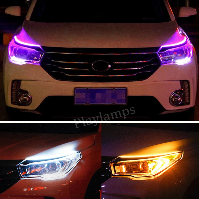 30 см Автомобильная тонкая гибкая светодиодная лента RGB дневные ходовые огни с