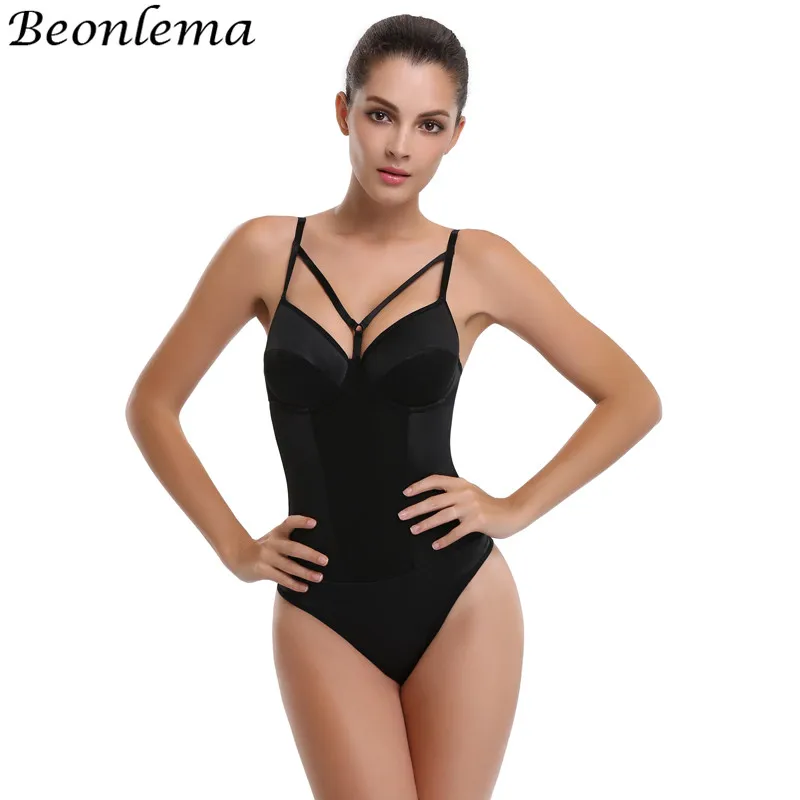 Сексуальное Женское боди с открытой спиной Черный корсет для похудения