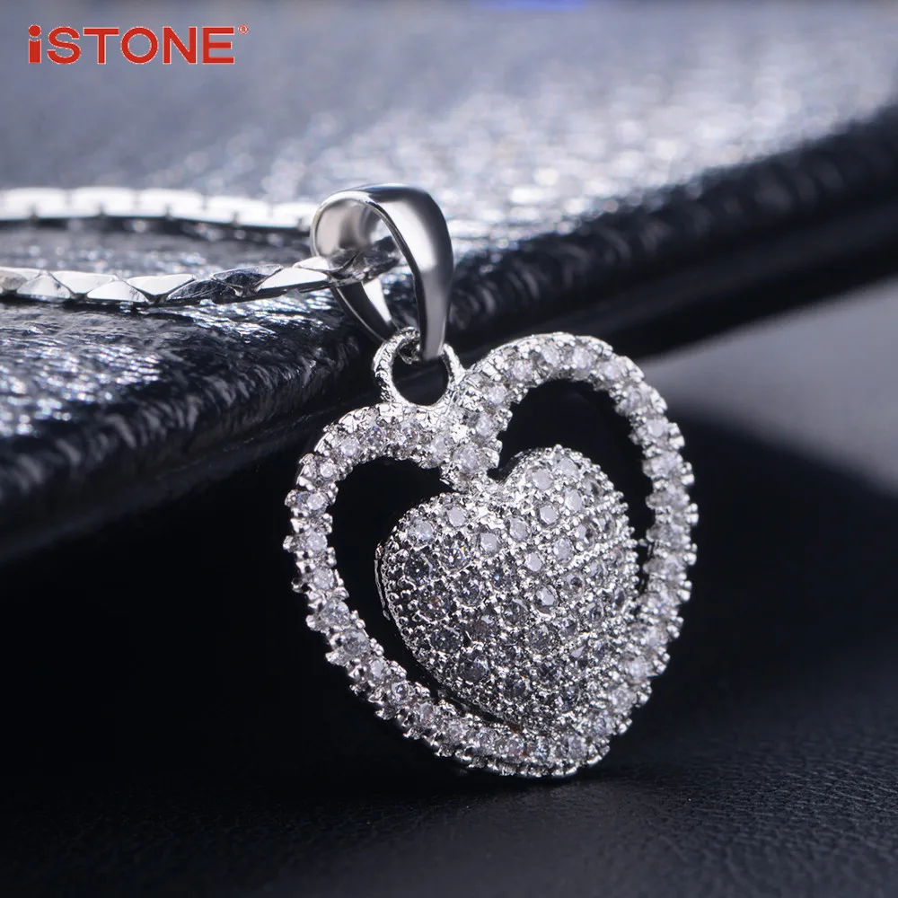 Istone природных драгоценных камней Подвески стерлингового серебра 925 пробы сердце