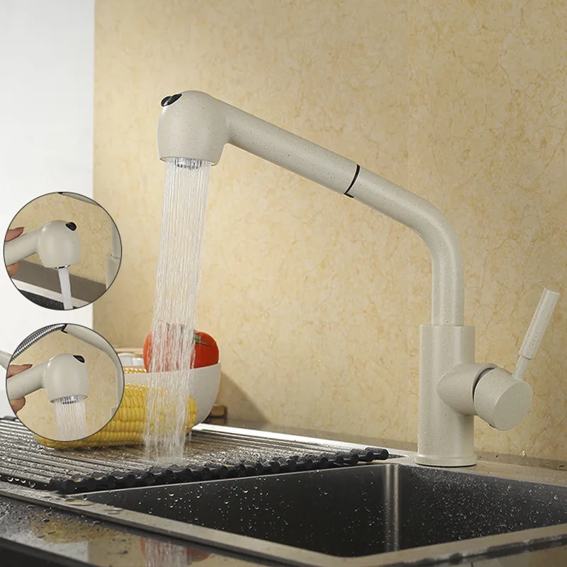 Бесплатная доставка черный выдвижной кухонный смеситель для раковины