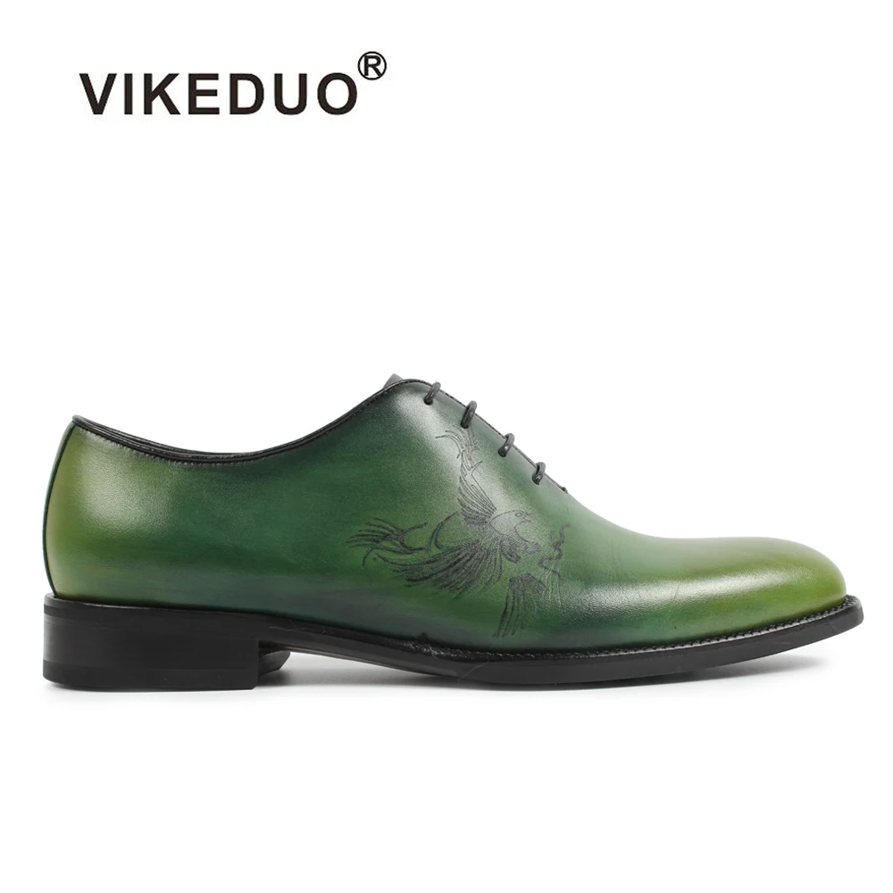 Мужские модельные туфли оксфорды Vikeduo зеленые ручной работы для свадьбы офиса