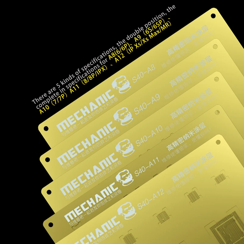 Металлическая сетка Mechanic S40 A8 A9 A10 A11 A12 3D Groove BGA Reballing Gold Stencil Plant для iPhone
