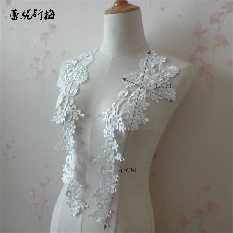 Аппликация кружевная в цветочек 4 х12 см 5 пар/10 шт. | Дом и сад