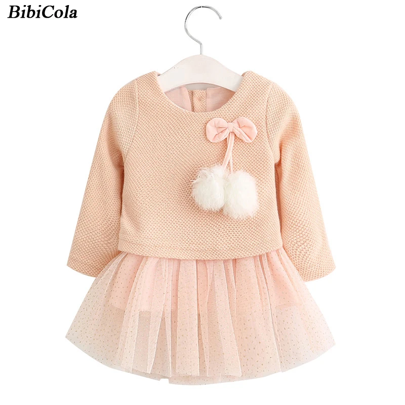 BibiCola/платье для малышей весенне-осенняя теплая одежда новое зимнее платье