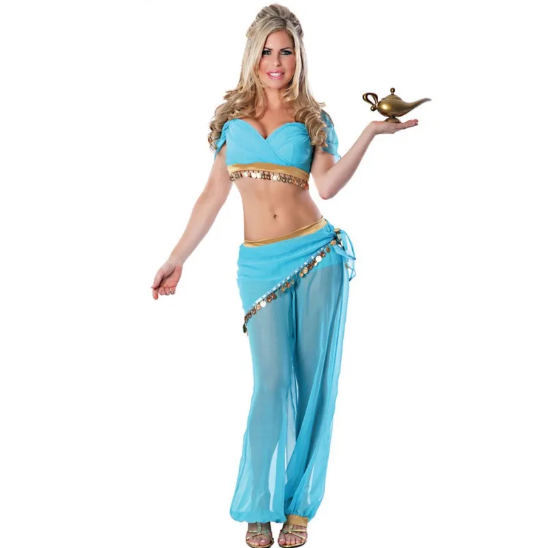 2017 Halloween costumes for women cosplay jasmine aladdin costume genie outfit arabian night princess fancy Dress A8748 | Женская одежда