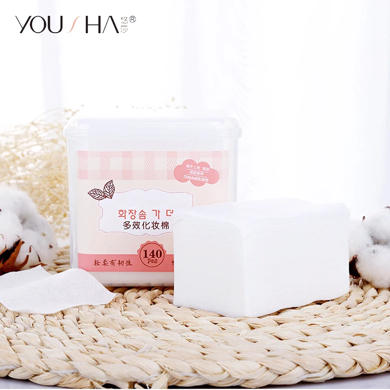 Хлопковые салфетки YOUSHA для удаления гель-лака 140 шт. УФ-геля очищающие макияжа
