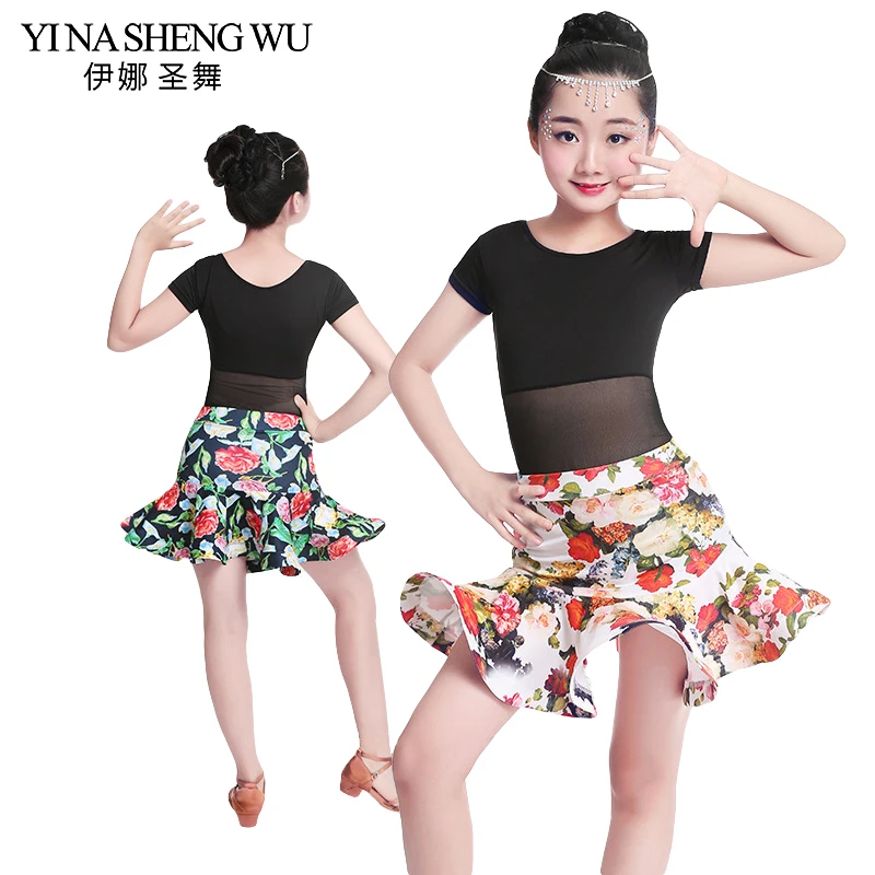 

Children's Latin Dance Skirt Costumes Girls Latin Dance Practice Wear Children's Latin Dance Standard Performance Clothes 2pcs