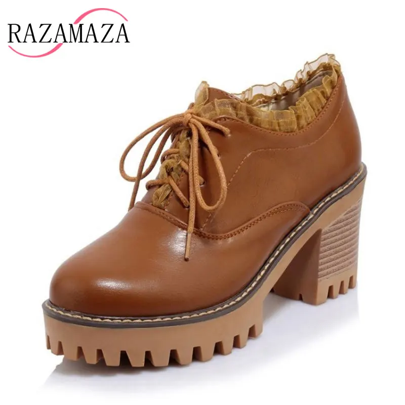 RAZAMAZA Размеры 32–43 Для женщин Винтаж Обувь на высоких каблуках поперечными
