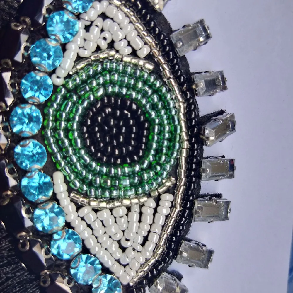 ZGTGLAD 1Pcs Rhinestone Eye Beaded Patch for Clothing Sewing on Beading Applique Clothes Shoes Bags Decoration DIY Apparel | Дом и сад