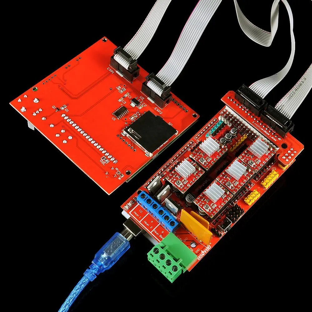 Плата Мега 2560 R3 Mega2560 + RAMPS 1 4 LCD 12864 контроллер Драйвер шагового двигателя A4988 для