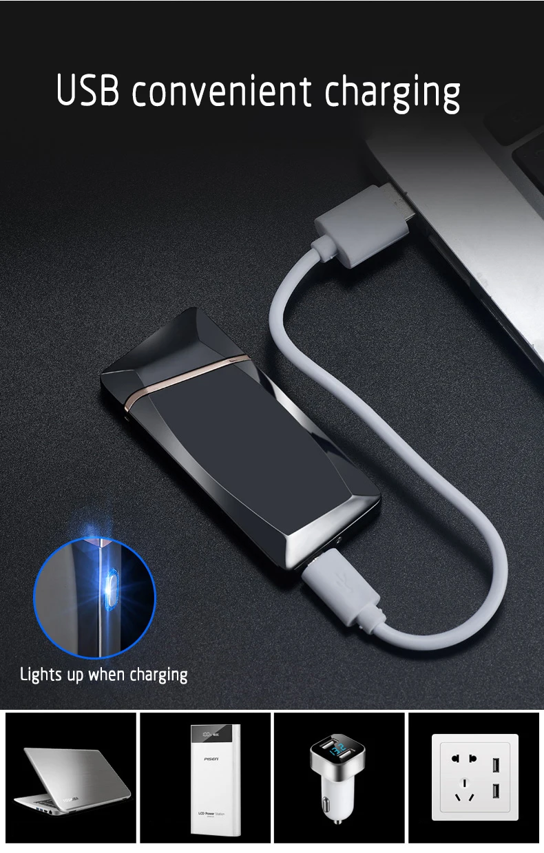110 креативная металлическая Двусторонняя светящаяся USB перезаряжаемая зажигалка