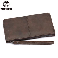 100 genuine leather retro crazy horse soft leather men and women long wallet first layer clutch bag business wallet handbag