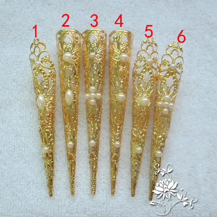 1 шт. Китайские Серебряные Золотые длинные ногти бусины для танцев реквизит