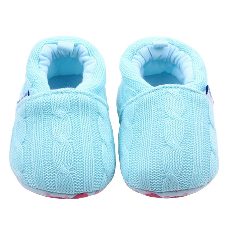 Детские туфли для девочек и мальчиков-младенцев, мокасины, без застежки, для новорожденных первых шагов, из хлопковой вязанной ткани, детские крючком, домашние тапочки.