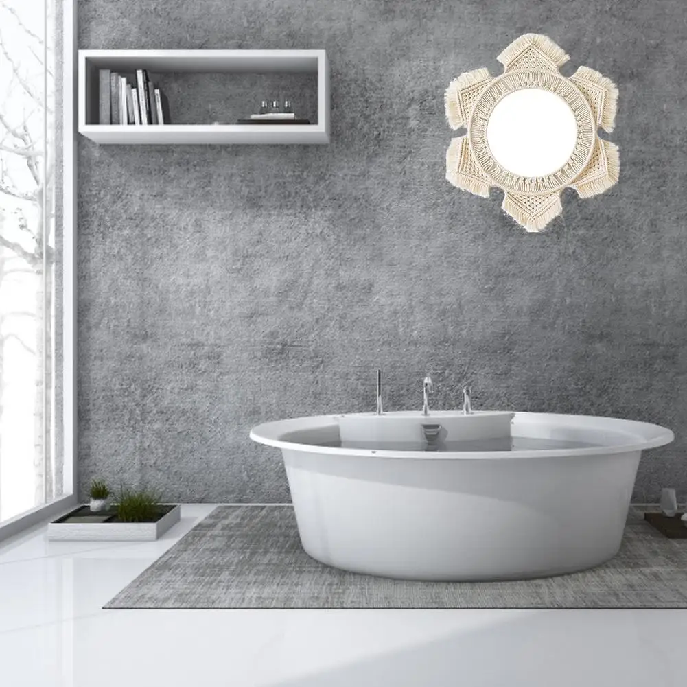 Кружевное с бахромой настенное круглое зеркало домашние ручная работа украшения