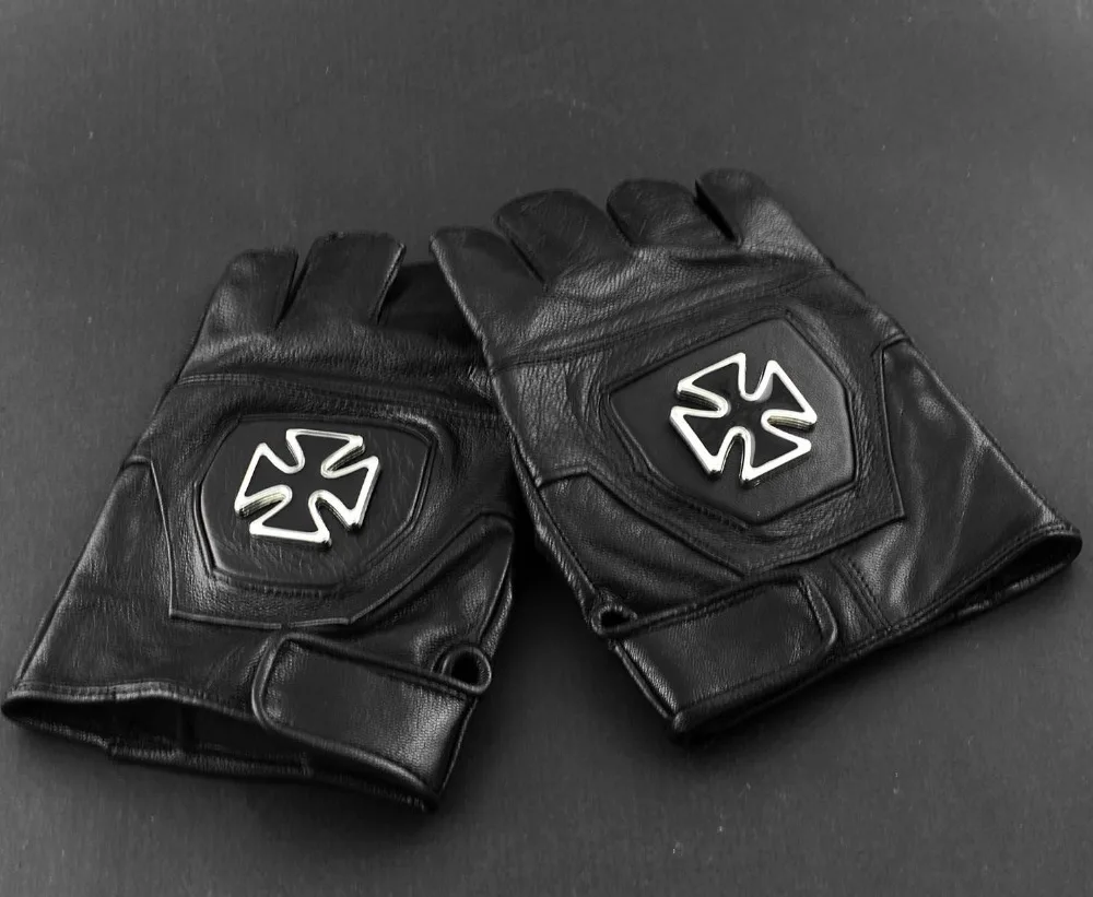 Черные кожаные перчатки с железными перекрещивающимися пальцами BIKER XTN3|cross