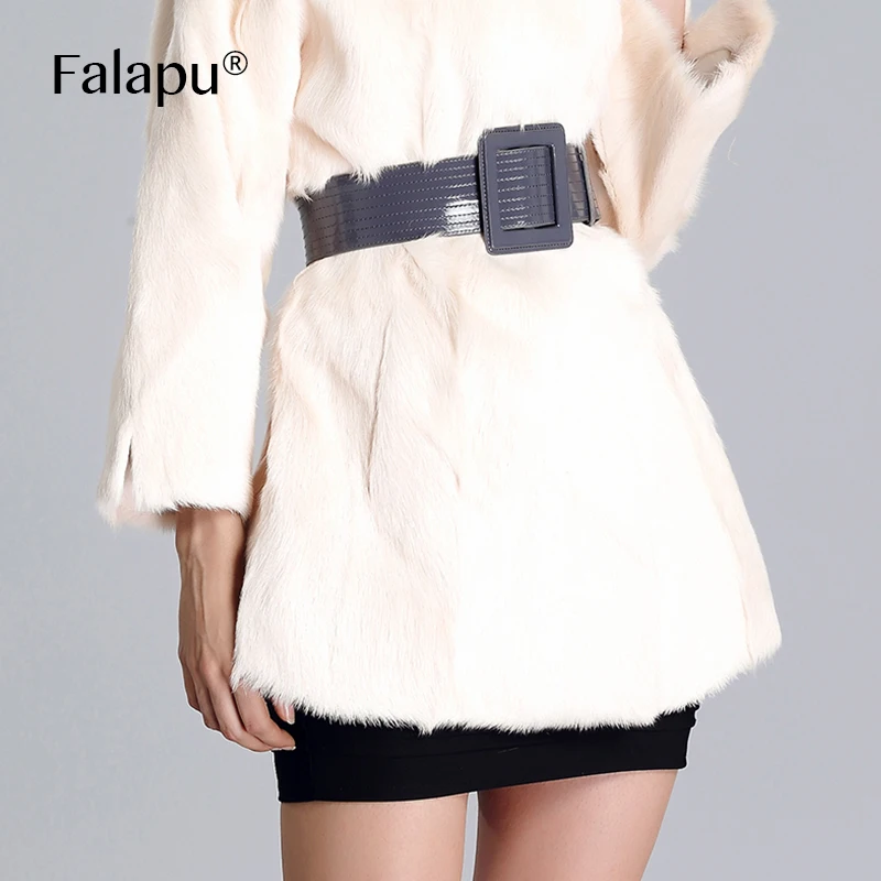 Falapu зимное женское пальто шуба из натурального меха женский козлик верхняя