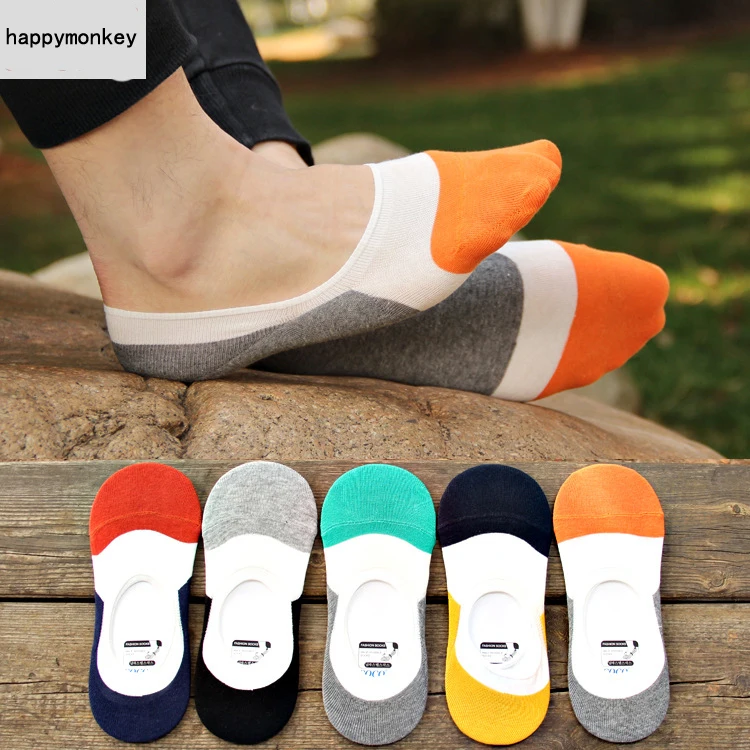 

2015 new 5 pairs new Spring summer Korea hosiery silicone antiskid stealth Stitching male slippers socks women socks ankle socks