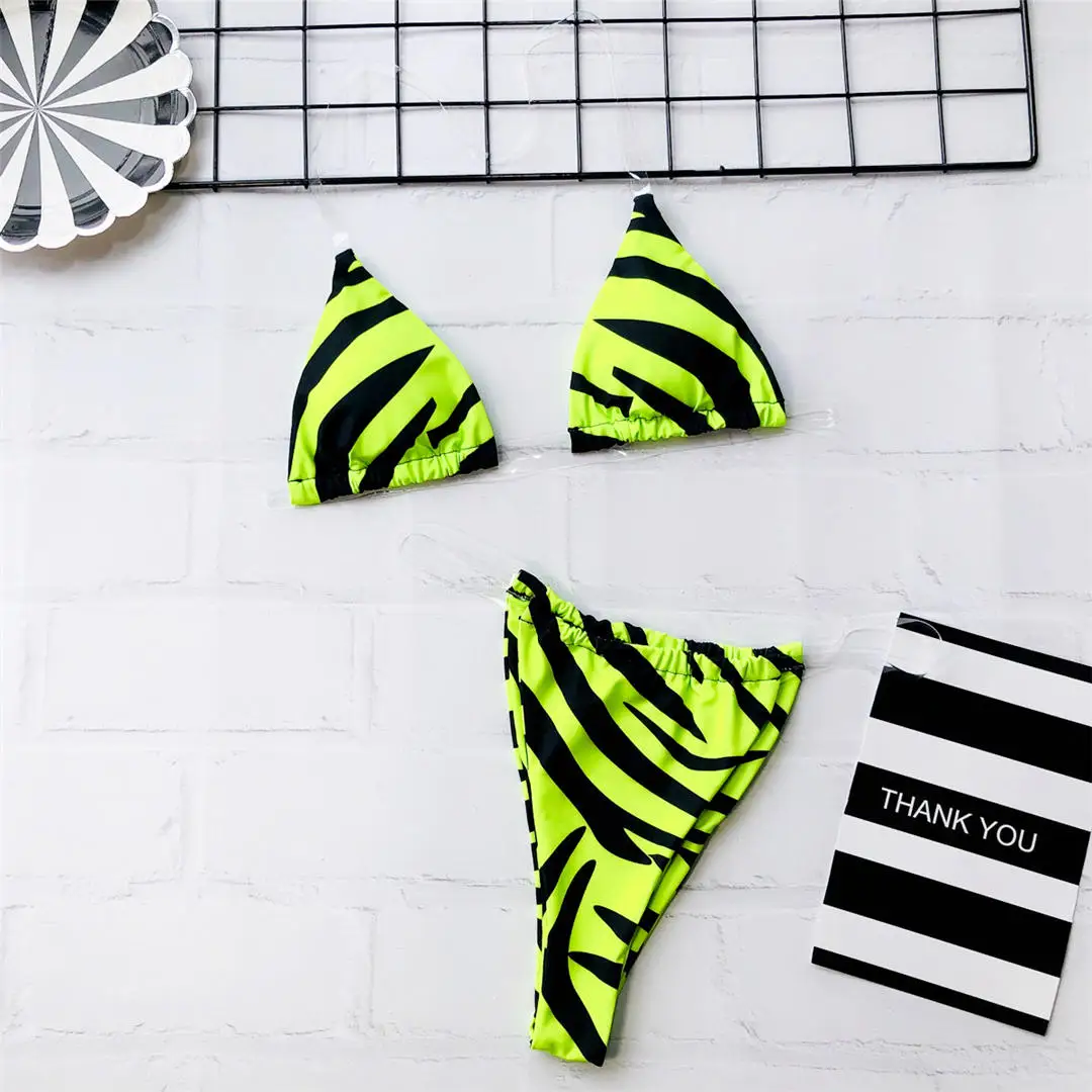 Green Zebra 12 цветов, бикини, микро Купальник для женщин,, женская одежда для плавания, комплект бикини из двух частей, купальный костюм, одежда для плавания V1342G - Цвет: Green Zebra
