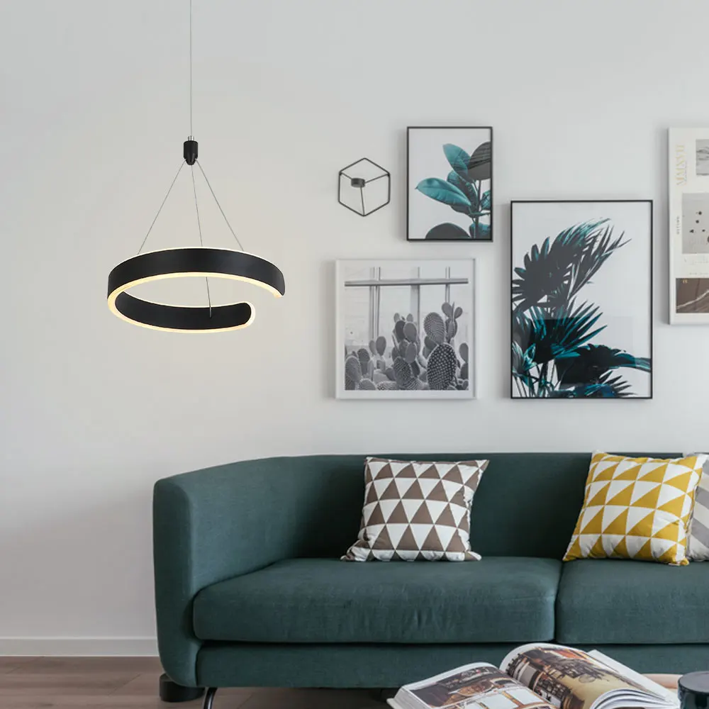 Modern Led Pendant Lights Remote-Controlled Lighting Kitchen Black Dining Room Bar Living Home Decoration Creative | Лампы и освещение