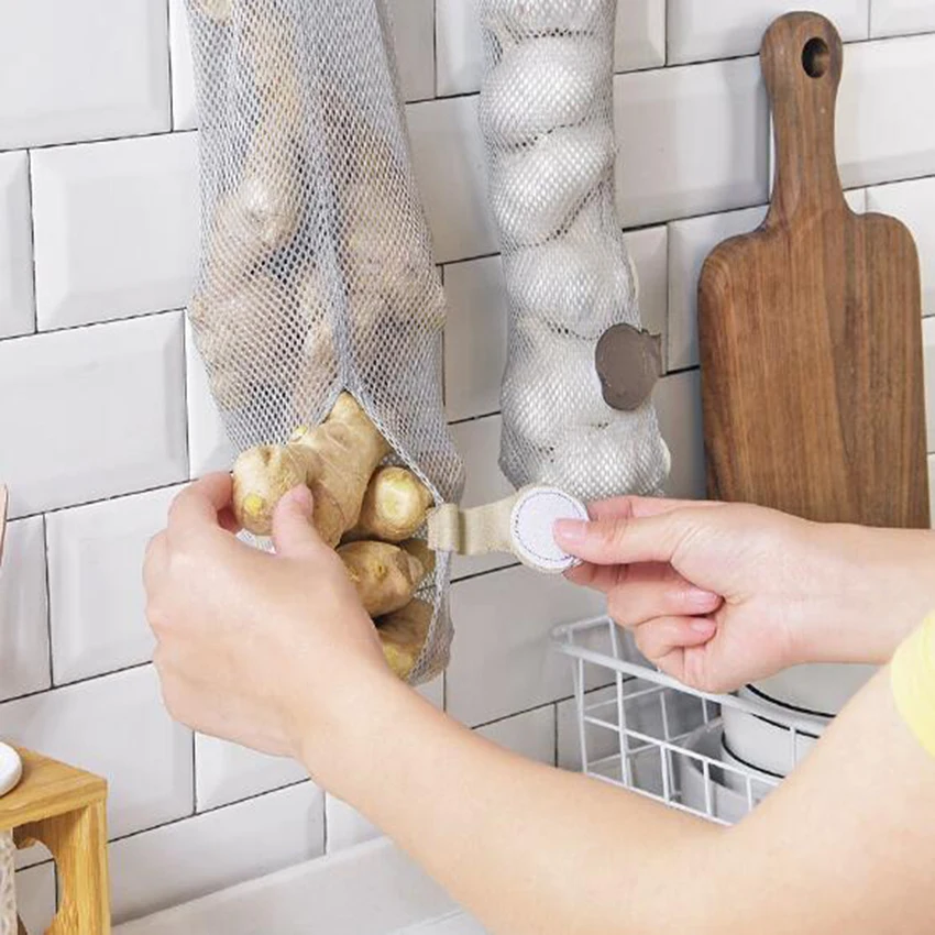 Сетчатая продуктовая сумка на шнурке настенный кухонный мешок для хранения