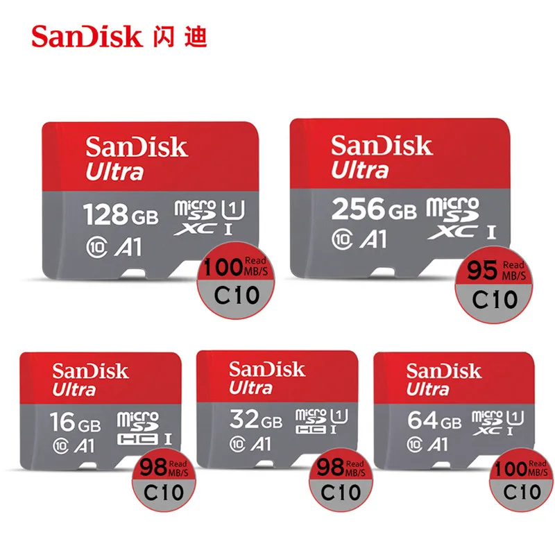 SanDisk Microsd карта 128 ГБ 32 ГБ 200 ГБ 64 Гб карта памяти A1 98 МБ/с./с класс 10 флэш-карты памяти Microsd SD/TF карты для телефона UHS-1