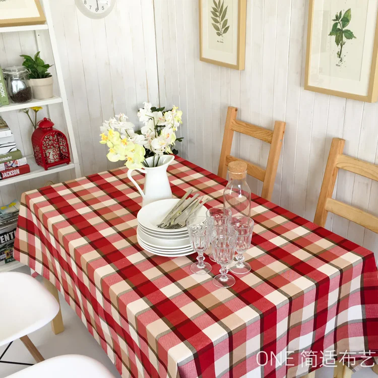 The countryside cloth cotton coarse grid table dining can be customized | Дом и сад