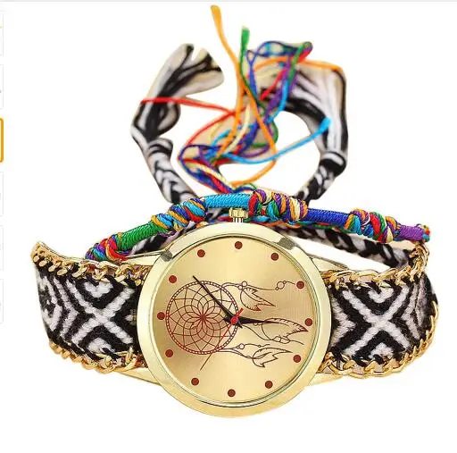 Женские винтажные кварцевые часы ручной работы трикотажные Dreamcatcher Friendship Relojes Mujer