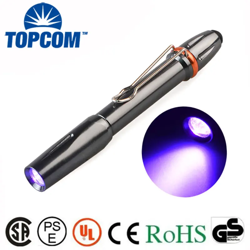 TopCom 365nM 395nM УФ LED ультра фиолетовый 5 W ручка фонарик Torch Light 365nm УФ ультрафиолетовый фонарик определить, детектив, клей