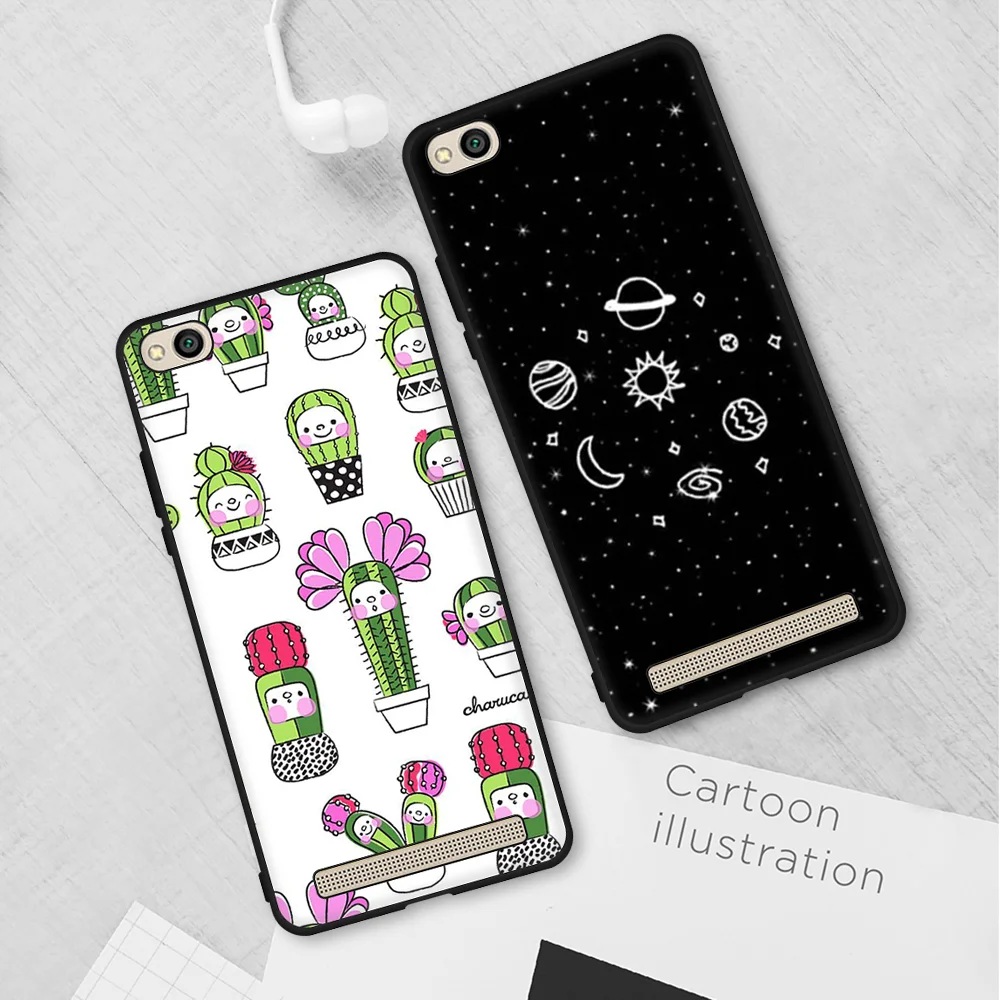 Rose Printing Heart Patterned Case For Xiaomi Redmi 6A 4A 6 4X 5 5A Plus 6Pro Lovely Cat Fish Space Pattern Back Cover TPU Cases |