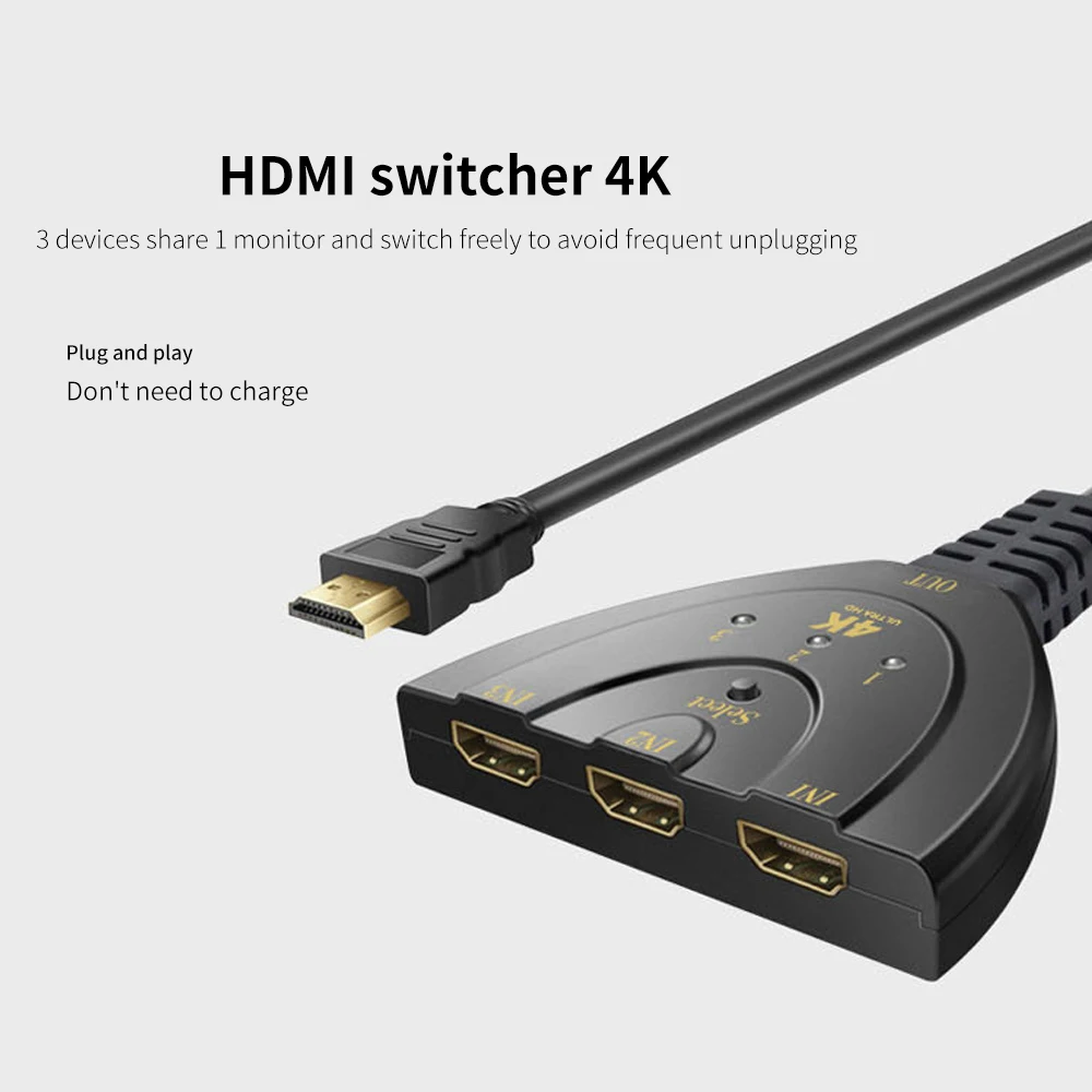 FDBRO Новый 4K * 2K 3D Мини 3 порта HDMI переключатель 1.4b сплиттер 1080P в 1 выход порт