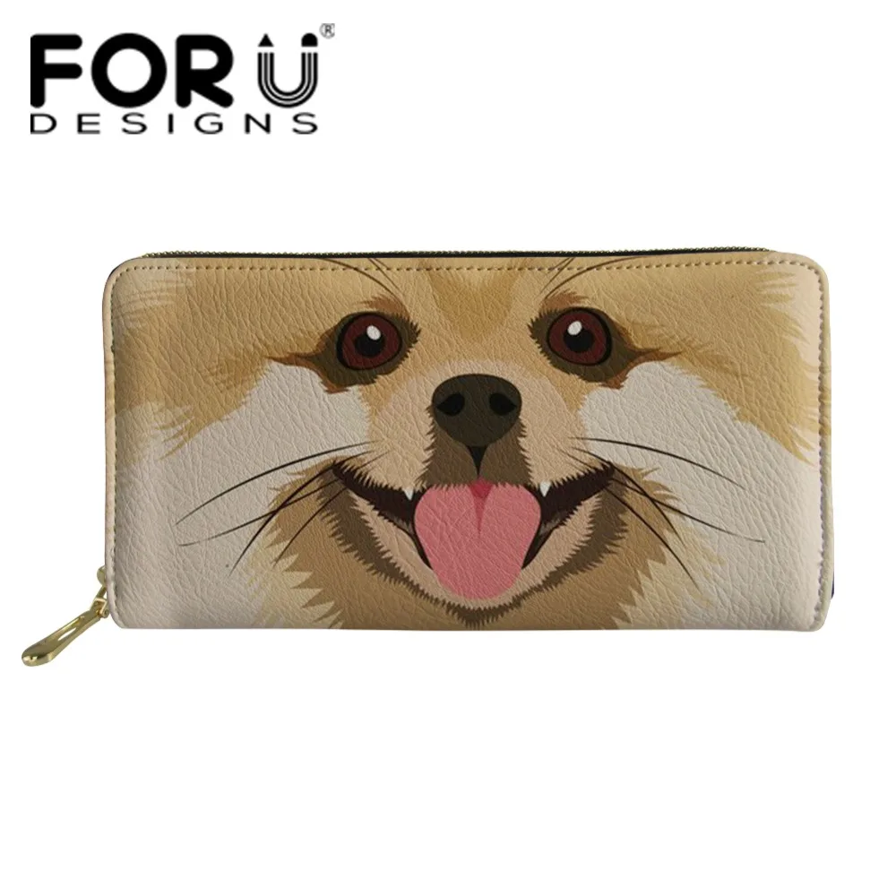 FORUDESIGNS/женский длинный кошелек с Pomeranian принтом женский милый клатч собачкой ID