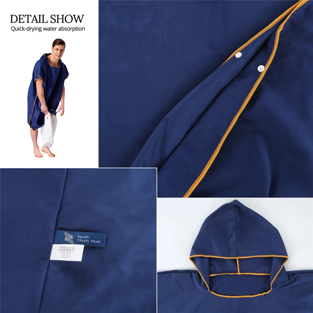 Zipsoft пончо из микрофибры для смены Гидрокостюма с капюшоном серфинга компактные