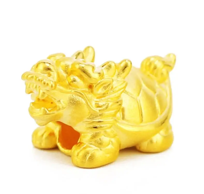 

Pure 999 24k Yellow Gold Pendant/3D Dragon Head Tortoise Body Bead Pendant / 2g