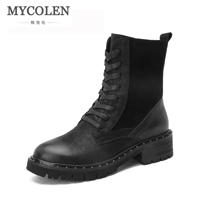 Женские ботинки на платформе MYCOLEN уличные ботильоны для женщин шнурках