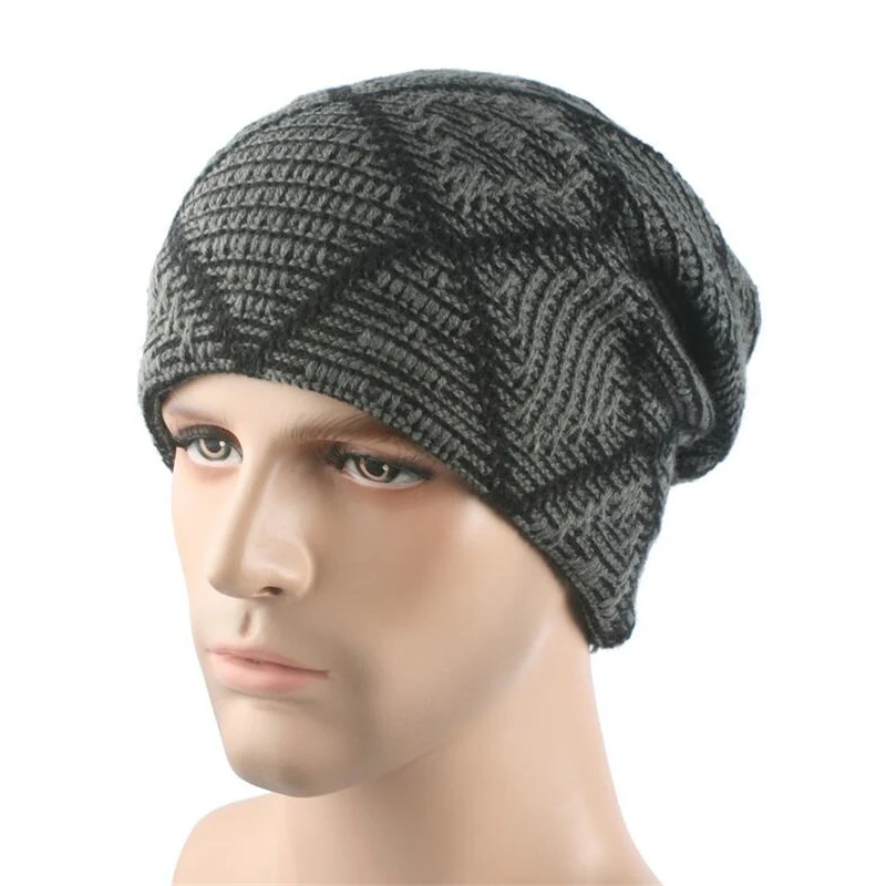 

NDUCJSI Grid Ski Beanies Winter Knitted Caps Casual Men Women Hats Solid Color Cotton Hat Unisex Warm Skull Knit Beanies Cap