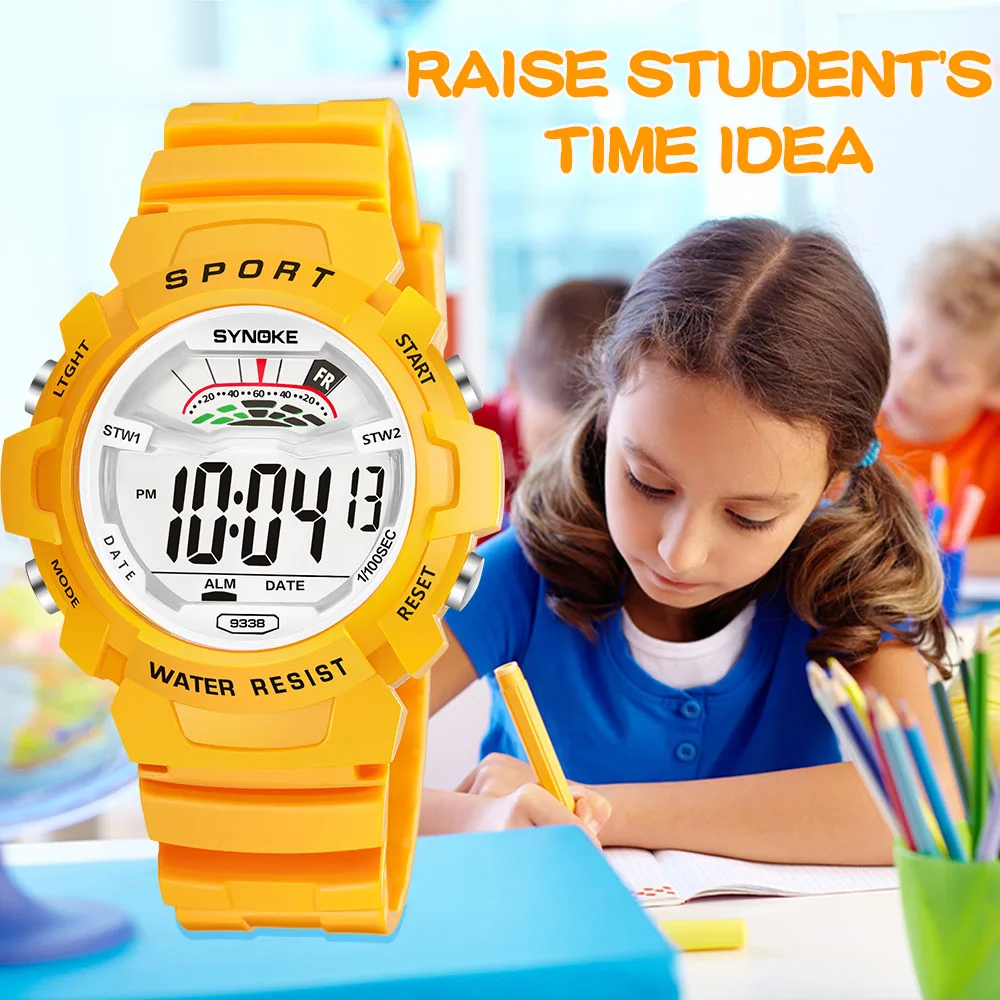 Детские электронные часы SYNOKE модные студенческие водонепроницаемые с